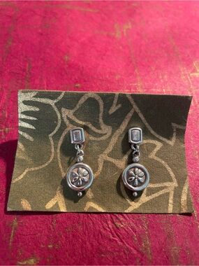 Silver Floral Drop Earrings — Polished Silver-Tone Dangle